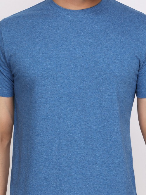 Men Round Neck Half Sleeve T-Shirt In Jeans Blue